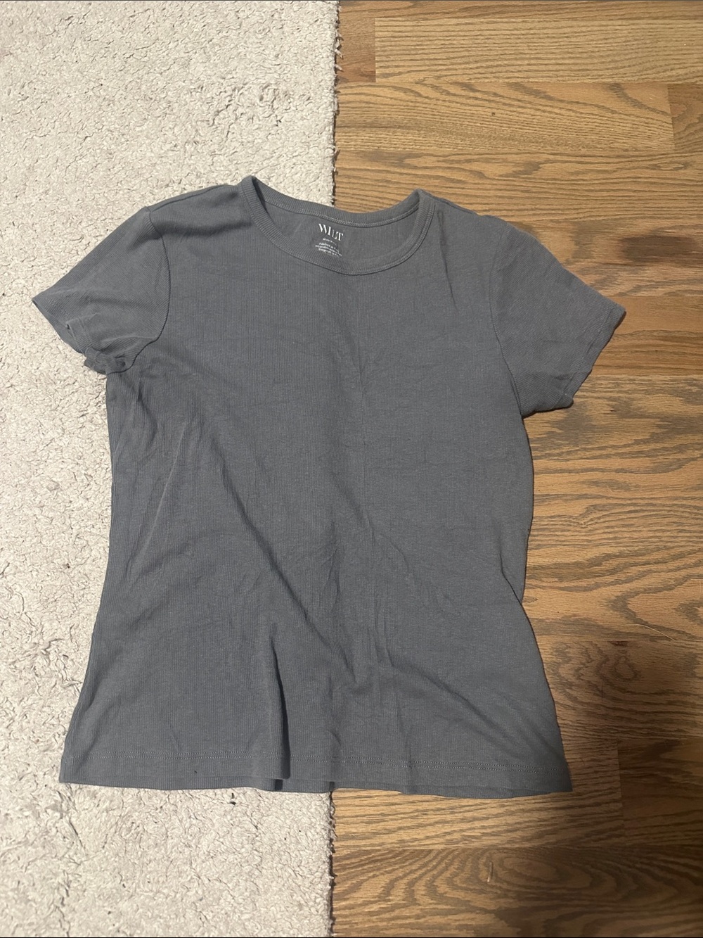 Gray Ribbed Tee in Charcoal Gray